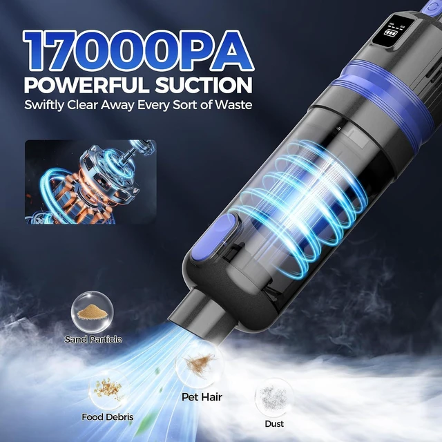Alt view image 2 of 7 - Handheld Vacuum Cordless Rechargeable 2-Speed Modes| 3-in-1 Portable Cordless Vacuum Cleaner with Charging Dock, for Car Home Office and Pet HairBlue
