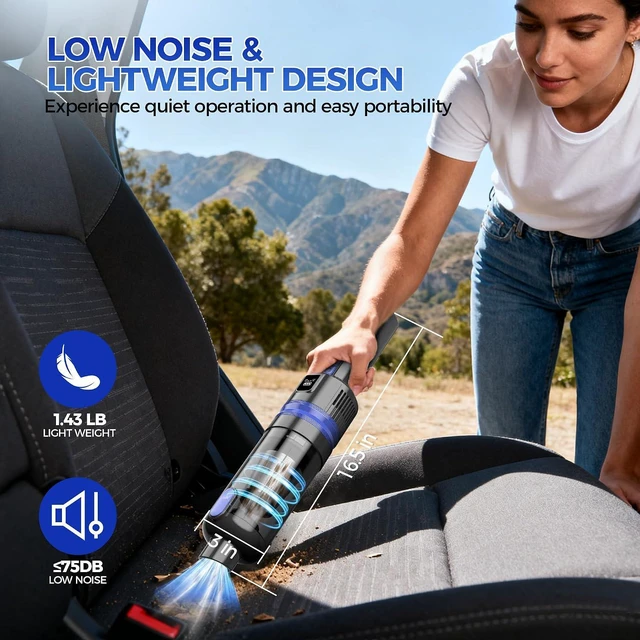 Alt view image 6 of 7 - Handheld Vacuum Cordless Rechargeable 2-Speed Modes| 3-in-1 Portable Cordless Vacuum Cleaner with Charging Dock, for Car Home Office and Pet HairBlue