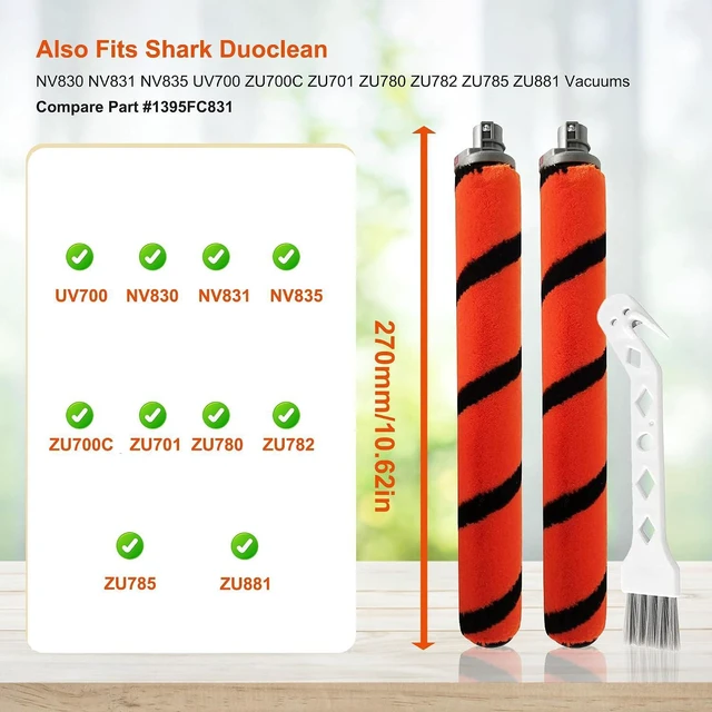 Alt view image 2 of 5 - Smilefil 2 Pcs UV700 Replacement Brush Roll Compatible with Shark Apex AX950 AX951 AZ1000 AZ1000W AZ1002 & NV830 NV831 NV835 UV700 ZU700C ZU701 ZU780 ZU782 ZU785 ZU881, Part # 1173FT950 & 1395FC831
