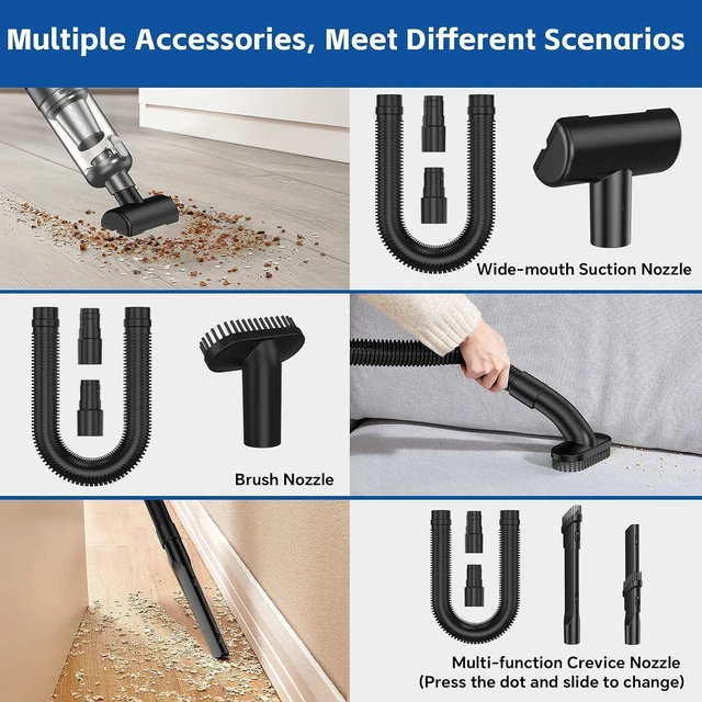 Alt view image 5 of 7 - Handheld Car Vacuum Cleaner Cordless: 9500PA Powerful Suction Portable Lightweight Hand Held Vacuum - Large Capacity Battery Last Long Wireless Mini Vacuum with LED Light for Home Office Cleaning