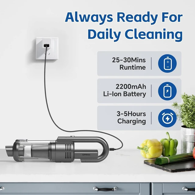 Alt view image 6 of 7 - Handheld Car Vacuum Cleaner Cordless: 9500PA Powerful Suction Portable Lightweight Hand Held Vacuum - Large Capacity Battery Last Long Wireless Mini Vacuum with LED Light for Home Office Cleaning