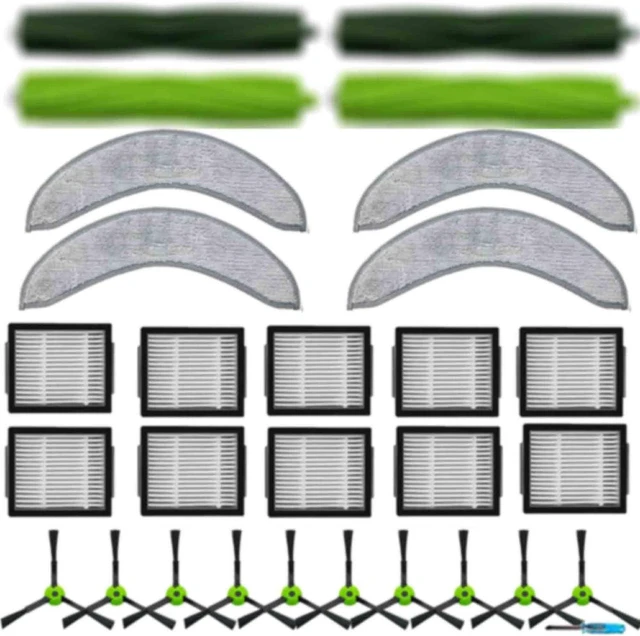 Main image of 2 Set of Roller Brush & 10 Filters & 4 Mop Pads & 10 Side Brushes Replacement Parts Accessories Compatible with iRobot Roomba Combo J7 J7+ J9+ 10 Max Robot Vacuum Cleaner,