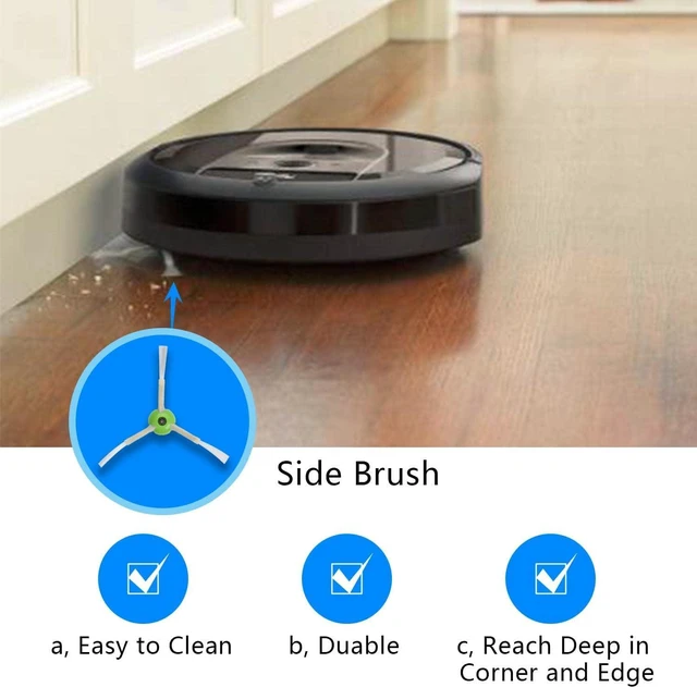 Alt view image 4 of 5 - 2 Set of Roller Brush & 10 Filters & 4 Mop Pads & 10 Side Brushes Replacement Parts Accessories Compatible with iRobot Roomba Combo J7 J7+ J9+ 10 Max Robot Vacuum Cleaner,