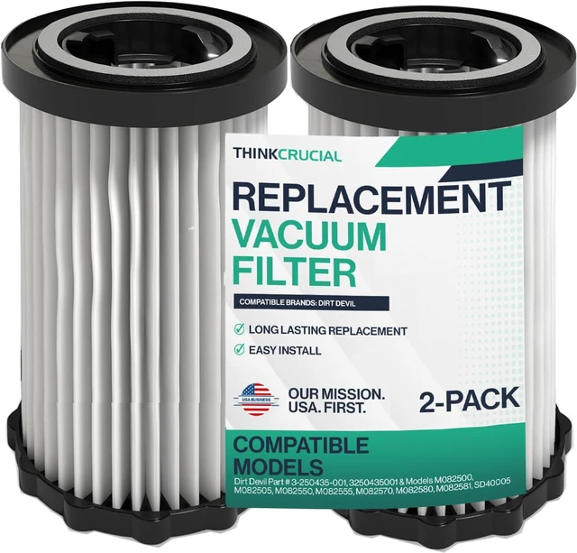 Main image of Crucial Vacuum Replacement Vacuum Filters Compatible With Dirt Devil Part # 3-250435-001, 3250435001 & Models M082500, M082505, M082550, M082555, M082570, M082580, M082581, SD40005 - (2 Pack)