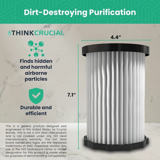 Alt view image 3 of 7 - Crucial Vacuum Replacement Vacuum Filters Compatible With Dirt Devil Part # 3-250435-001, 3250435001 & Models M082500, M082505, M082550, M082555, M082570, M082580, M082581, SD40005 - (2 Pack)