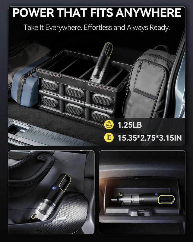 Alt view image 7 of 7 - Handheld Car Vacuum Cleaner 23000Pa Rechargeable for Car Home Office