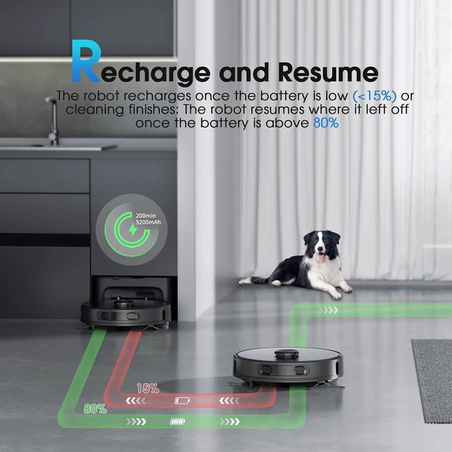 Alt view image 3 of 6 - Robot Vacuum and Mop Combo, Self-Emptying Robotic Vacuums Cleaner Smart Mapping, 2-3 Months Hands-Free Base Strong Suction & LiDAR Navigation, 220 Mins Long Runtime for Pet Hair, Hard Floor, Carpet