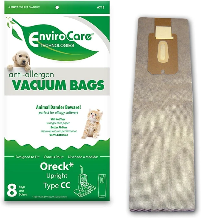 Main image of EnviroCare Replacement Vacuum Bags Designed to Fit Oreck Type CC, XL. Fits All XL7, XL21, 2000's, 3000's, 4000's, 8000's, 9000's Series Model Upright Vacuum Cleaners 8 Pack