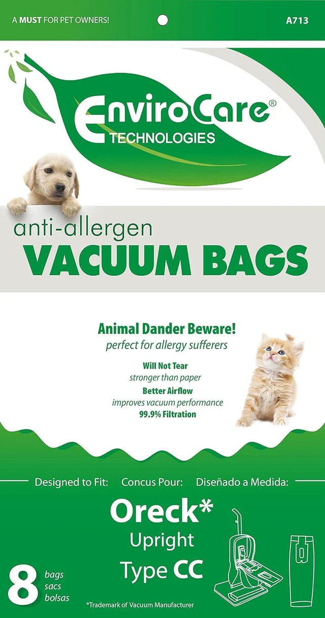 Alt view image 3 of 6 - EnviroCare Replacement Vacuum Bags Designed to Fit Oreck Type CC, XL. Fits All XL7, XL21, 2000's, 3000's, 4000's, 8000's, 9000's Series Model Upright Vacuum Cleaners 8 Pack