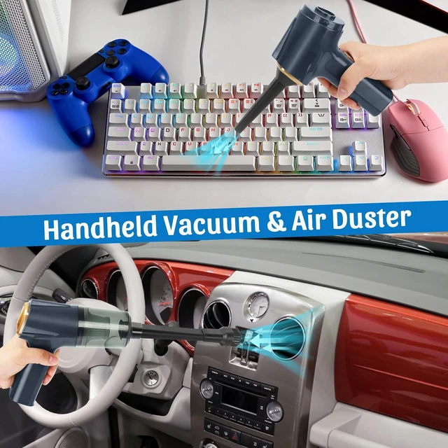 Alt view image 2 of 7 - 12000Pa Cordless Handheld Vacuum Cleaner, High Power Car Vacuum and Air Duster 2-in-1, Low Decibel Brushless Mini Vacuum with LED light and Multi-Nozzles, for Desk, Sewing Machine, Computer, Keyboard