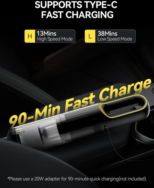 Alt view image 4 of 7 - Handheld Car Vacuum Cleaner 23000Pa Rechargeable for Car Home Office
