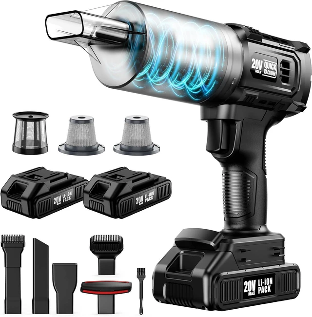 Main image of Car Vacuum Cordless, 35000PA Strong Suction Handheld Vacuum with 2 Detachable Batteries, 60Min Runtime Portable Vacuum Cleaner for Car Detailing, Pet Hair, Home Couch & Office, 350ML XL Dust Cup