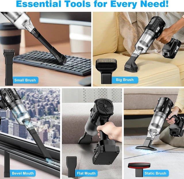 Alt view image 5 of 7 - Car Vacuum Cordless, 35000PA Strong Suction Handheld Vacuum with 2 Detachable Batteries, 60Min Runtime Portable Vacuum Cleaner for Car Detailing, Pet Hair, Home Couch & Office, 350ML XL Dust Cup
