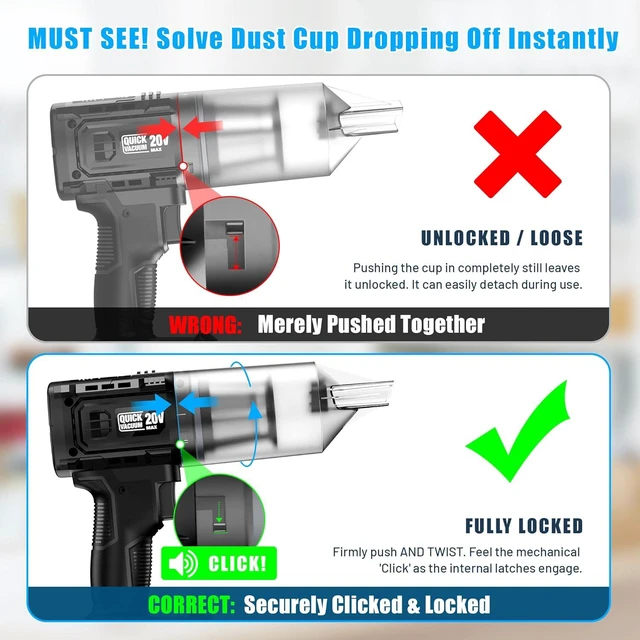 Alt view image 7 of 7 - Car Vacuum Cordless, 35000PA Strong Suction Handheld Vacuum with 2 Detachable Batteries, 60Min Runtime Portable Vacuum Cleaner for Car Detailing, Pet Hair, Home Couch & Office, 350ML XL Dust Cup