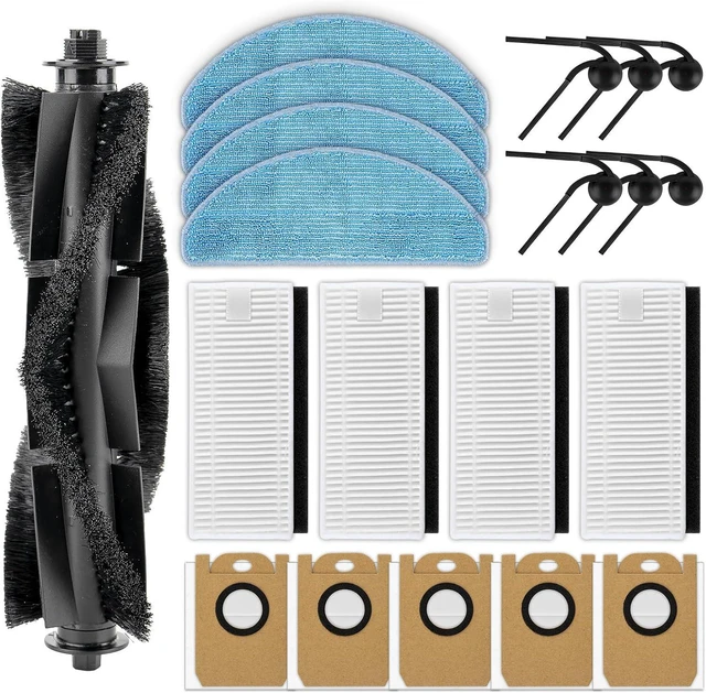 Main image of (20 Pack) L8000 Plus Replacement Parts Compatible with Tikom L8000 Plus Robot Vacuum Cleaner, 1 Roller Brush, 6 Side Brushes, 4 HEPA Filters, 5 Dust Bags, 4 Mop Pads, Accessories Kit
