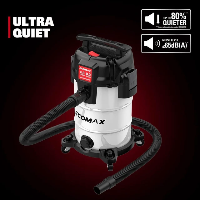Alt view image 2 of 7 - ECOMAX 8 Gallon Ultra Quiet Stainless Steel Shop Vacuum Wet and Dry