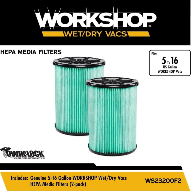 Alt view image 2 of 7 - WORKSHOP Wet/Dry Vacs Vacuum Filters WS23200F2 HEPA Media Filter For Shop Vacuum Cleaner (2pk - HEPA Media Filter For Wet/Dry Vacuum Cleaner) Fits WORKSHOP 5-Gallon to 16-Gallon Shop Vacuum Cleaners