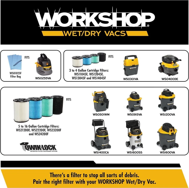 Alt view image 5 of 7 - WORKSHOP Wet/Dry Vacs Vacuum Filters WS23200F2 HEPA Media Filter For Shop Vacuum Cleaner (2pk - HEPA Media Filter For Wet/Dry Vacuum Cleaner) Fits WORKSHOP 5-Gallon to 16-Gallon Shop Vacuum Cleaners