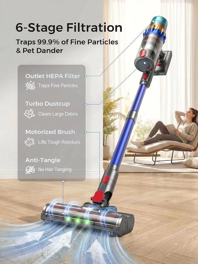 Alt view image 5 of 7 - Smart Cordless Vacuum Cleaner, 650W 60KPa 75Min Vacuum Cleaner for Home