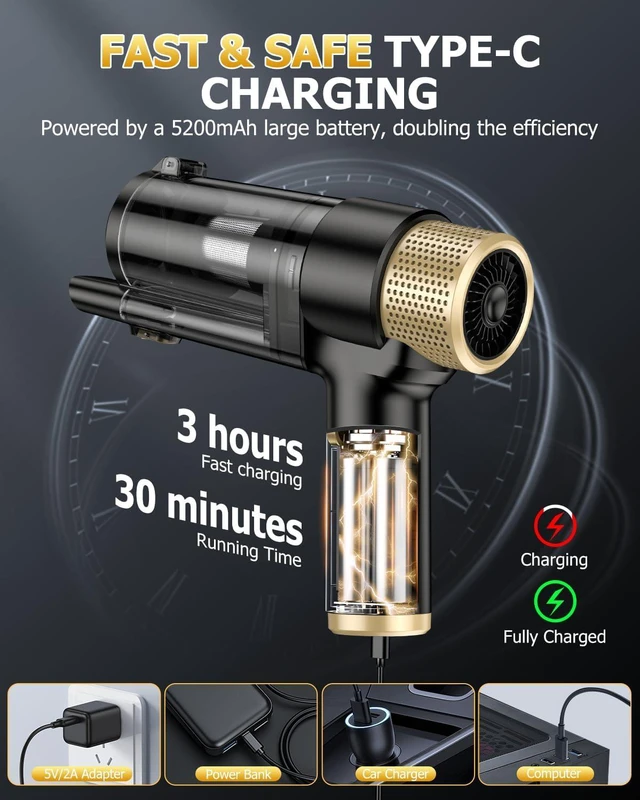 Alt view image 5 of 7 - AHNR Handheld Car Vacuum Portable Cordless, 16000PA Hand Vacuum Cleaner