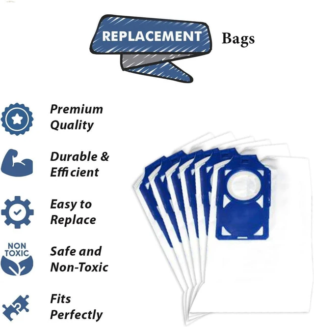 Alt view image 2 of 4 - Replacement Part For Simplicity/Riccar Brillance, R30, S30 Vacuum Cleaner Paper Bags W/Blue Docking # compare to part SNH-6, M5H-6 (1 Pack)