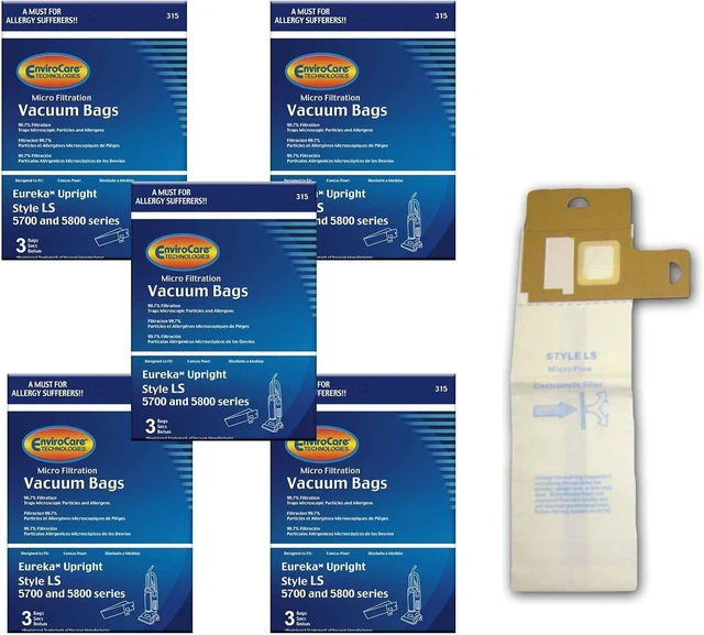 Main image of EnviroCare Replacement Micro Filtration Vacuum Cleaner Dust Bags for Eureka Sanitaire Style LS 5700 and 5800 Series Uprights 15 Pack