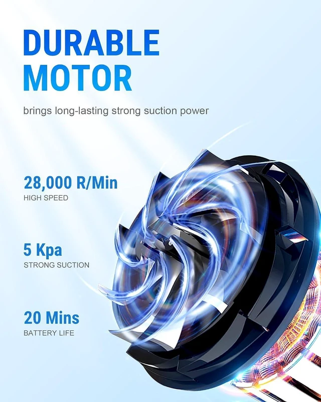 Alt view image 3 of 7 - Powools Handheld Vacuum Cordless Rechargeable with 2 Filters- Cordless Car Vacuum Cleaner High Power with Fast Cahrge Tech, Portable Hand Vacuum with Large-Capacity Battery, Orange, PL8189