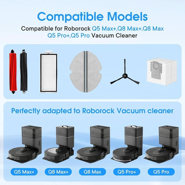 Alt view image 2 of 7 - Q5 Max+, Q8 Max+, Q5 Pro+ Accessories Compatible with Roborock Robot