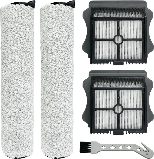 Main image of Brush Rollers and Filters Replacement Compatible with Tineco FLOOR ONE S5 Steam Cleaner Wet Dry Vacuum All-in-One, 2 Brush Rollers + 2 Vacuum Filters + 1 Cleaning Tool