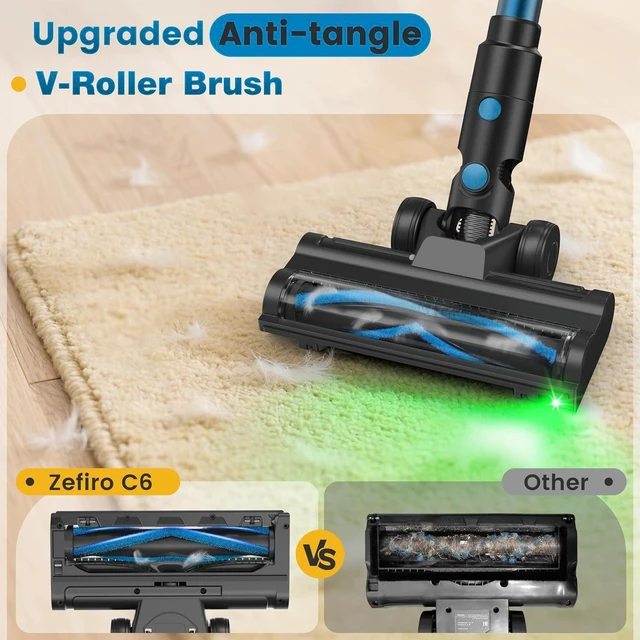 Alt view image 3 of 7 - Zefiro Cordless Vacuum Cleaner, 580W 55kPa Stick Vacuum
