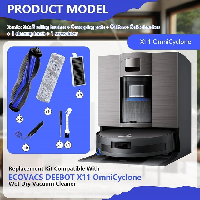 Alt view image 2 of 6 - Accessories Compatible with ECOVACS DEEBOT X11 OmniCyclone Robot Vacuum