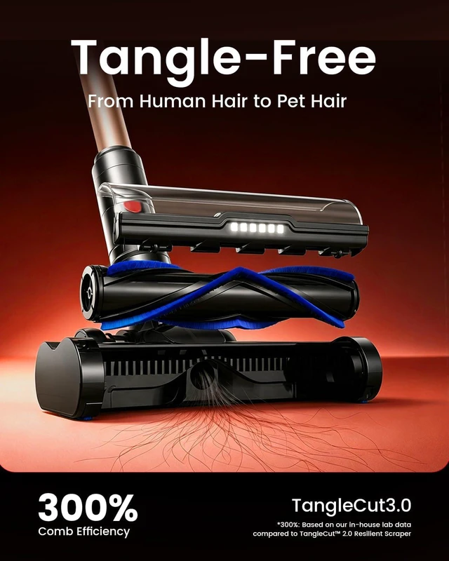 Alt view image 5 of 7 - NADALY Cordless Vacuum Cleaner, 580W 50KPa Self-Standing Stick Vacuum with 65-Min Runtime, Anti-Tangle Brush, 1.8L Large Dust Cup, Lightweight Vacuum Cleaners for Home Hardwood Floor Carpet Pet Hair