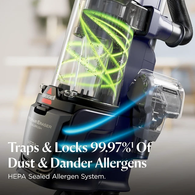 Alt view image 4 of 7 - Bissell Pet Hair Eraser DualBrush Upright Vacuum with Two Brush Rolls, DualBrush Self-Cleaning Technology, HEPA Sealed Allergen System, Bright FurFinder Headlights, Lift-Off Pod, 42946