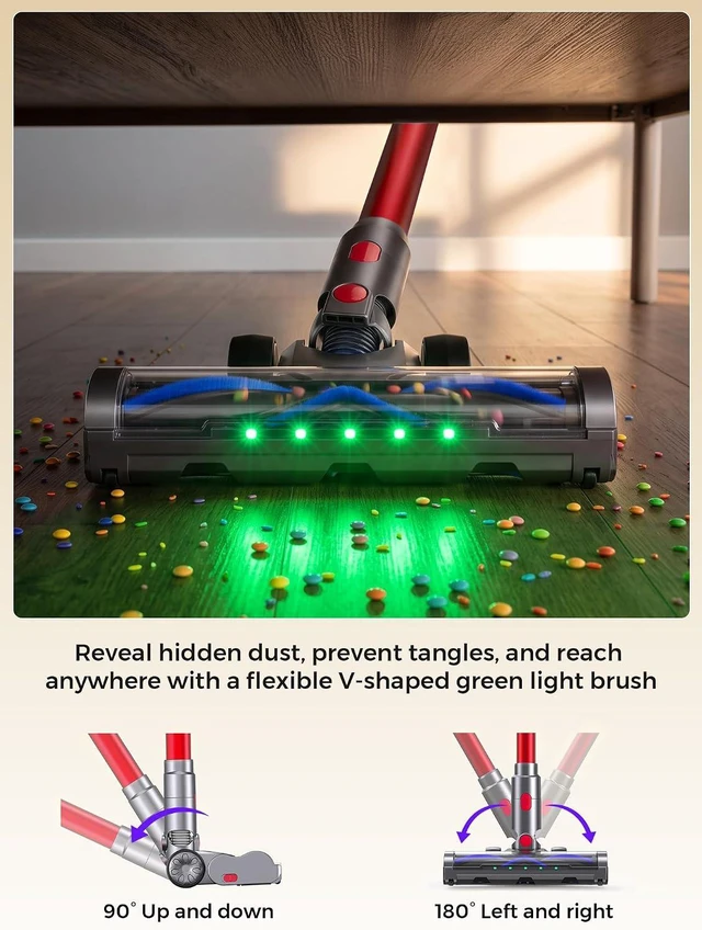 Alt view image 6 of 7 - Cordless Stick Vacuum Cleaner, 600W 55KPA 70Mins for Pet Hair, Carpet, Home