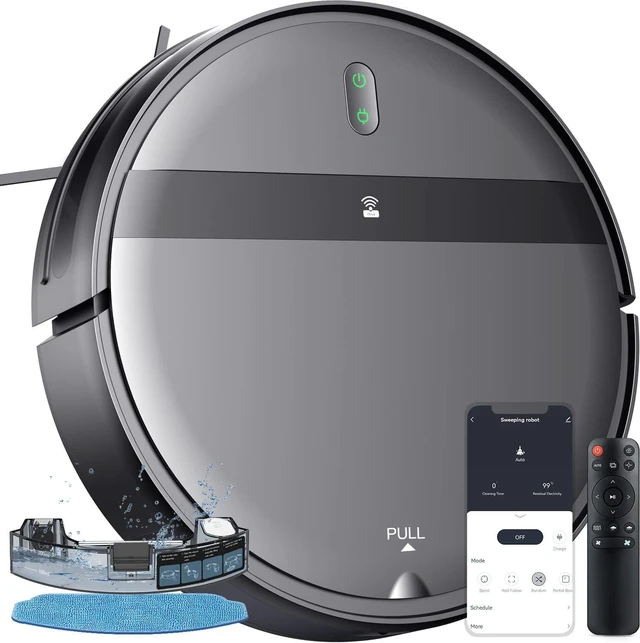 Main image of Robot Vacuum Mop Combo, WiFi/App/Alexa, 2-in-1 Robot Vacuum and Mop Combo, Robotic Vacuum Cleaner, Self-Charging, Quiet, Tangle-Free Suction Robot Vacuum Cleaner for Pet Hair/Carpet/Hard Floor