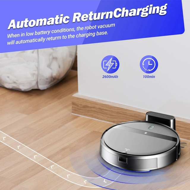 Alt view image 7 of 7 - Robot Vacuum Mop Combo, WiFi/App/Alexa, 2-in-1 Robot Vacuum and Mop Combo, Robotic Vacuum Cleaner, Self-Charging, Quiet, Tangle-Free Suction Robot Vacuum Cleaner for Pet Hair/Carpet/Hard Floor