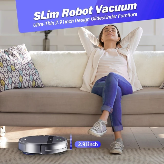 Alt view image 6 of 7 - Robot Vacuum Mop Combo, WiFi/App/Alexa, 2-in-1 Robot Vacuum and Mop Combo, Robotic Vacuum Cleaner, Self-Charging, Quiet, Tangle-Free Suction Robot Vacuum Cleaner for Pet Hair/Carpet/Hard Floor