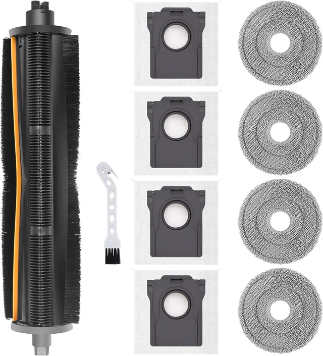 Main image of TriCut Brush Accessories Replacement Parts for Dreame X40 Ultra/ X30 Ultra/ L30 Ultra/ L10s Ultra/ L20 Ultra/ L10s Pro/ L40 Ultra, MOVA P10 / P10 Pro/ P50 Pro, includes 4 mop cloths, 4 dust bags