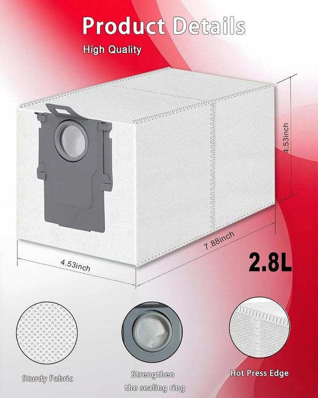 Alt view image 5 of 7 - 20 Pack Vacuum Dust Bags for Roborock Saros, QV, Qrevo, S8 Max series