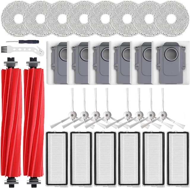 Main image of 32 Pcs Accessories Compatible with Roborock Qrevo S/Qrevo Plus/Qrevo MaxV/Qrevo Pro Vacuum Cleaner,2 Main Brushes,8 Side Brushes&Mop Pads+6 Filters&Bags,1 Cleaning Brush 1 Screwdriver