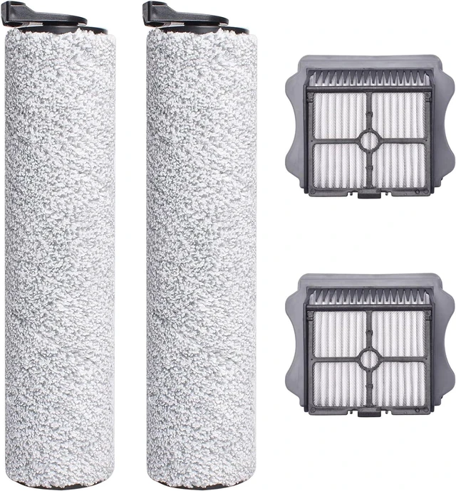 Main image of S5 Steam Roller Brush Replacement Parts for Tineco Floor ONE S5 Steam Vacuum Cleaner, 2 Pack Brush Rollers and 2 Pack Vacuum HEPA Filters for Tineco Cleaning Solution Refill