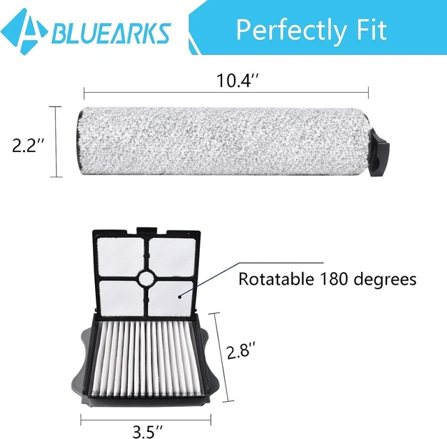 Alt view image 5 of 7 - S5 Steam Roller Brush Replacement Parts for Tineco Floor ONE S5 Steam Vacuum Cleaner, 2 Pack Brush Rollers and 2 Pack Vacuum HEPA Filters for Tineco Cleaning Solution Refill