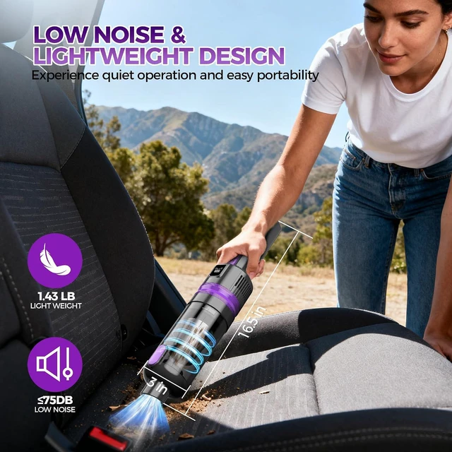 Alt view image 6 of 7 - Handheld Vacuum Cordless Rechargeable 2-Speed Modes| 3-in-1 Portable Cordless Vacuum Cleaner with Charging Dock, for Car Home Office and Pet Hair (Purple)