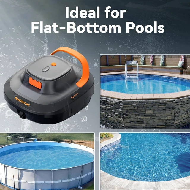 Alt view image 6 of 7 - Cordless Robotic Pool Cleaner with Dual Brushless Motors, Up to 200-Min Runtime, Automatic Pool Vacuum for Above Ground Pools & Flat-Bottom Inground Pools up to 1219 Sq. Ft, Deep Grey
