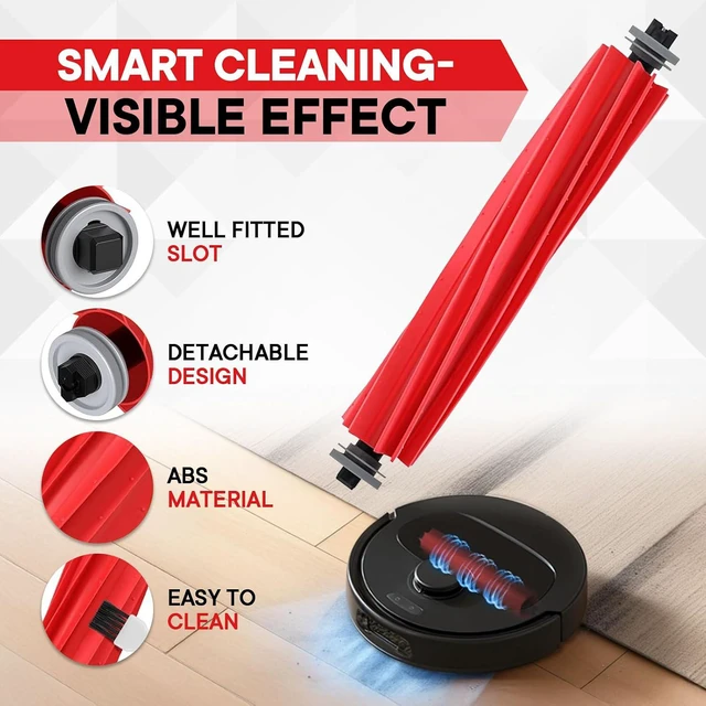 Alt view image 3 of 7 - 32 Pcs Accessories Compatible with Roborock Qrevo S/Qrevo Plus/Qrevo MaxV/Qrevo Pro Vacuum Cleaner,2 Main Brushes,8 Side Brushes&Mop Pads+6 Filters&Bags,1 Cleaning Brush 1 Screwdriver