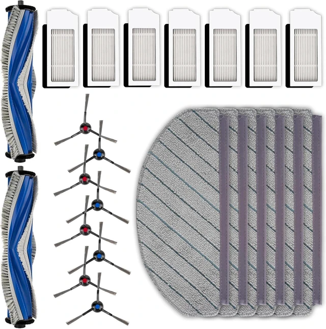 Main image of (23 Pack) N20 Plus Replacement Parts Compatible With ECOVACS DEEBOT N20 plus/ N20 Pro Plus Robotic Vacuum Cleaner, 2 Roller Brush, 8 Side Brushes, 7 HEPA Filters, 6 Mop Pads, Accessories Kit