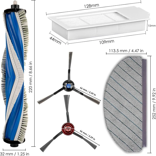 Alt view image 7 of 7 - (23 Pack) N20 Plus Replacement Parts Compatible With ECOVACS DEEBOT N20 plus/ N20 Pro Plus Robotic Vacuum Cleaner, 2 Roller Brush, 8 Side Brushes, 7 HEPA Filters, 6 Mop Pads, Accessories Kit