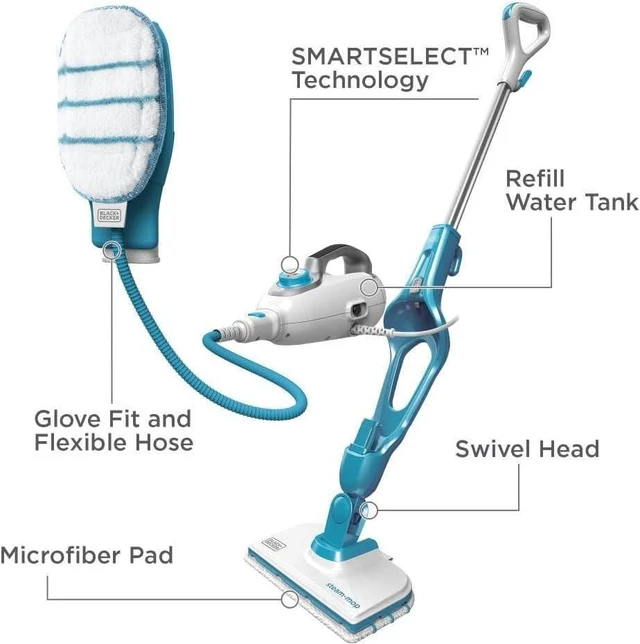 Alt view image 2 of 7 - BLACK+DECKER 7in1 Steam Mop with SteamGlove Handheld Steamer (HSMC1361SGP)