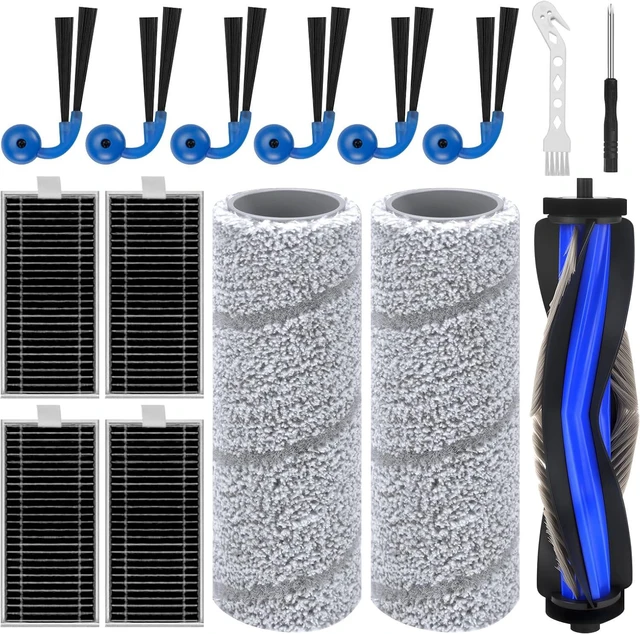 Main image of 15 Pack Accessories KIt for Ecovacs Deebot X11 OmniCyclone/ X11 Pro/ X11 Pro Omni/ X11 Vacuum Cleaner, Replacement Parts 1 Main Brush 2 Mop Roller 6 Side Brush 4 Filter 2 Install Tools