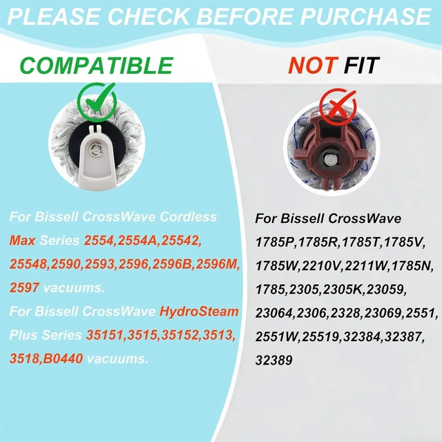 Alt view image 2 of 7 - Brush Rolls and Filters Replacement for Bissell CrossWave 2554 & HydroSteam